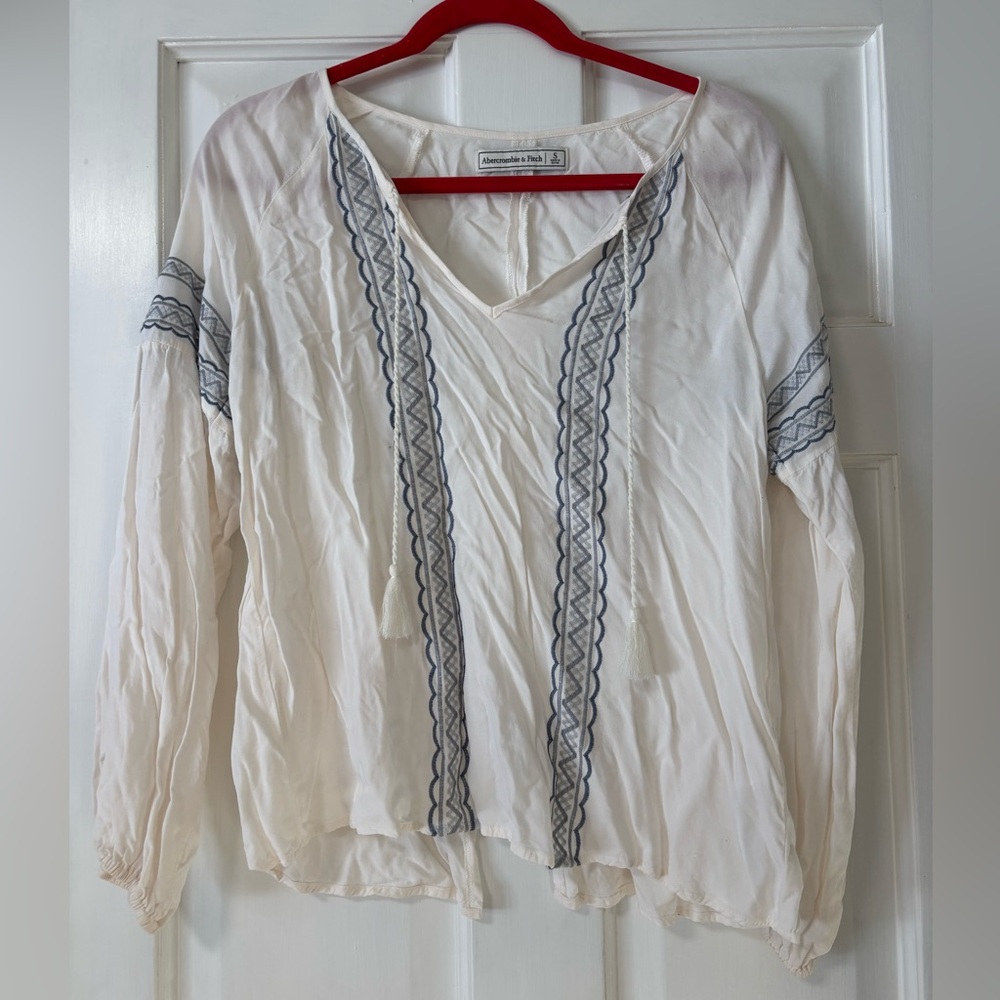 Abercrombie & Fitch Cream and Blue Blouse